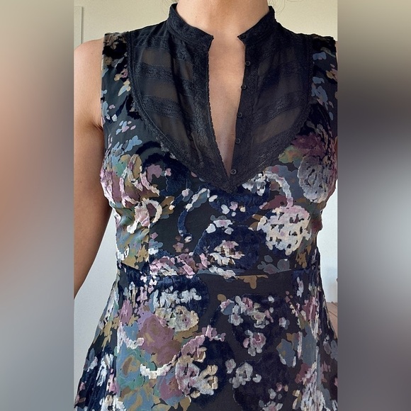 FREE PEOPLE Black velvety and lace flowy dress size 4 - Picture 7 of 12